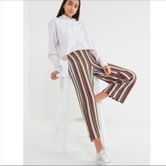 Urban Outfitters Striped High Rise Wide Leg Crop Pants - Picture 4 of 8